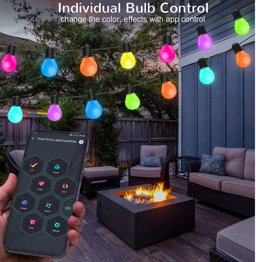 Tuya WiFi RGB Smart G40 Outdoor 15M Fairy String Magic Color Light with APP Control PST-G40W