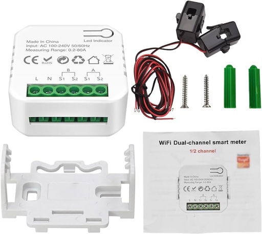 Tuya Wifi smart Bidirectional Energy Meter 80A With 2 Clamp Cts 