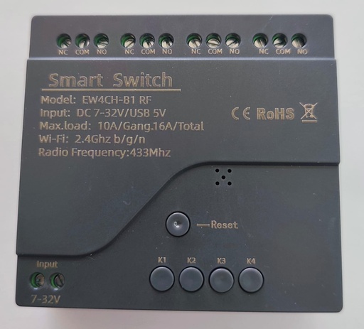 [SHT-1150] Ewelink WIFI+RF Switch 4 Channel + Case DC7-32V 10A 