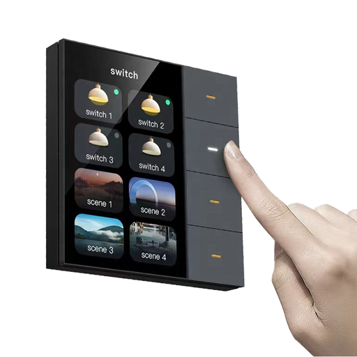 [SHT-1194] Tuya wifi 3.5 Inch touch screen zigbee 4 gang relay light switch 8 scenes with radar human dimming Curtain Smart Control