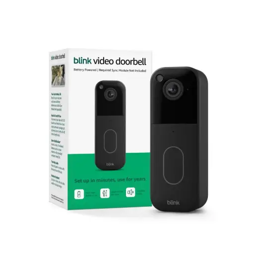 Blink Video Doorbell – Head-to-toe HD view, two-year battery life, and simple setup. Required Sync Module not included –  Black