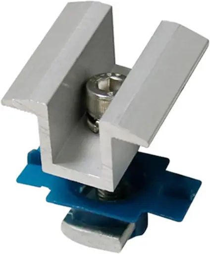 Central Omega Clamp and Plate Kit for Fixing Photovoltaic Panels 