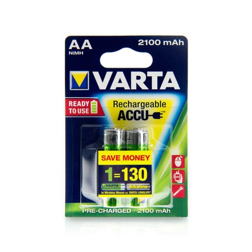 [Bat-1012] Varta Lithium AA Battery pack of 2 rechargeable 1600 mah