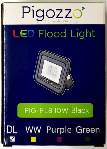 [PIG-FL8 10W Black LIG-1053 B-1-B] Pigozzo 10W led flood light 85-265V  IP65 PIG-FL8 black