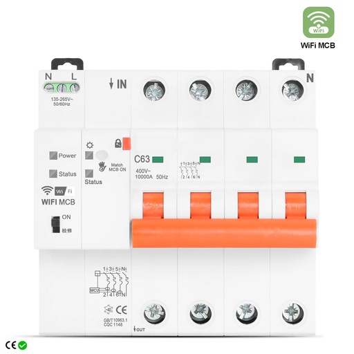 [SHT-1031] Tuya wifi Smart circuit breaker RCBO 4P 63A SPK-100/R