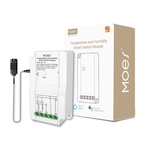 [SHT-1028] MOES Tuya wifi Smart Switch Temperature and Humidity Sensor with Double Relay Output MS-103 15A