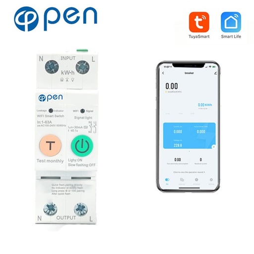 [SHT-1029] Tuya Open WIFI circuit breaker 2P with leakage metering RS485 OPCBC2TL