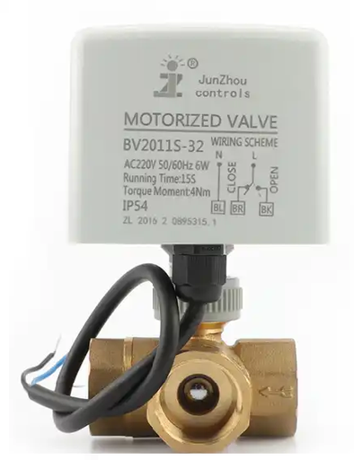 Ball valve 3/4 inch 3 way brass motorized 