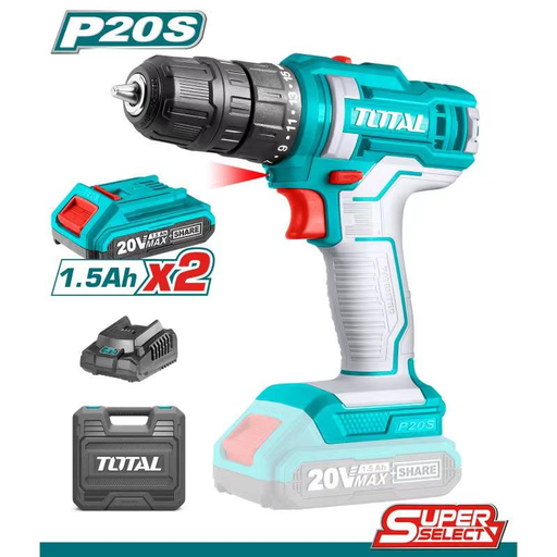 TOTAL Lithium-ion cordless drill 20V / 1.5Ah TDLI20028