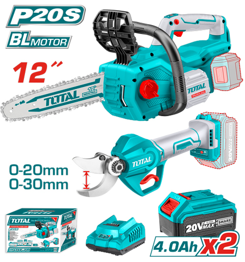 TOTAL Lithium-ion chain saw + gauge straight shear TOSLI230703