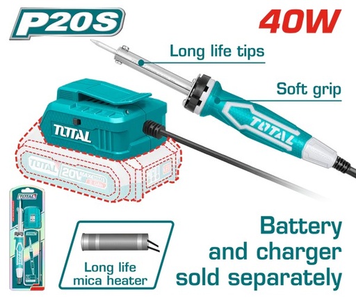 Total tools Lithium‑ion soldering iron 20V 40W without Battery and charger - TSILI2001