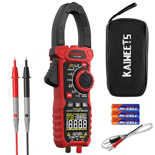 [ELE-1001] KAIWEETS HT208D Clamp Meter T-RMS 6000 Counts for AC/DC