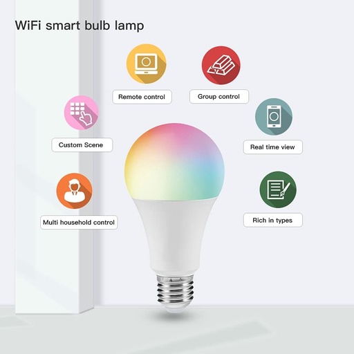 Tuya wifi Smart Led Bulb E27 10W Dimmable RGB+WW+CW