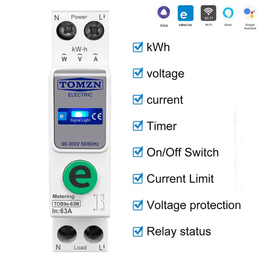 [SHT-1138] TOMZON Ewelink wifi Smart switch with Energy meter Kwh TOB9e-63M 63A