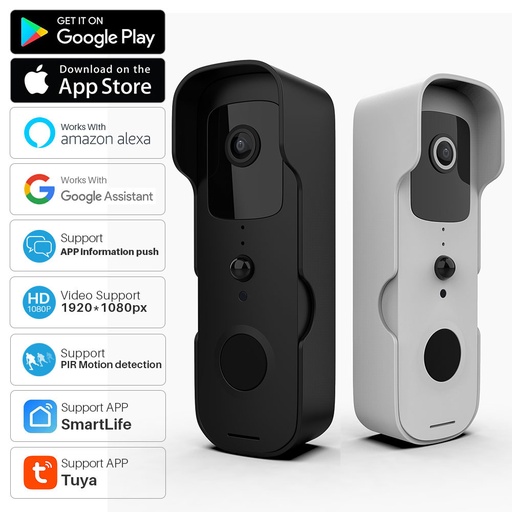 [SHT-1074] Tuya Wifi doorbell camera with PIR  motion detection intercom supports micro-SD card PST-T30