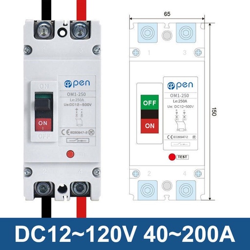 DC 250A 500V mccb Circuit breaker 