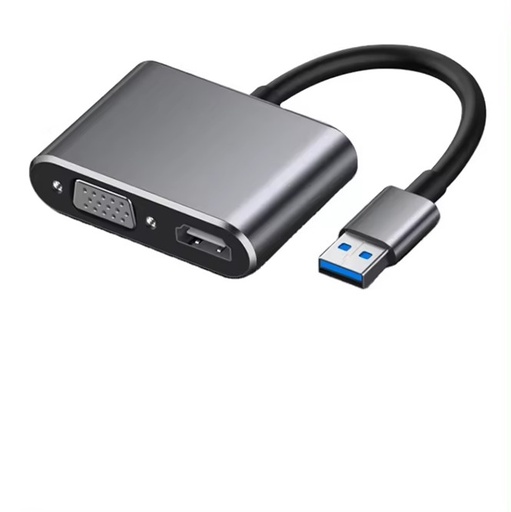 [ITT-1090] 3 In 1 Hub USB 3.0 to HDMI 2k 1080P and VGA with Audio 3.5mm Multiport Adapter for Laptop computer